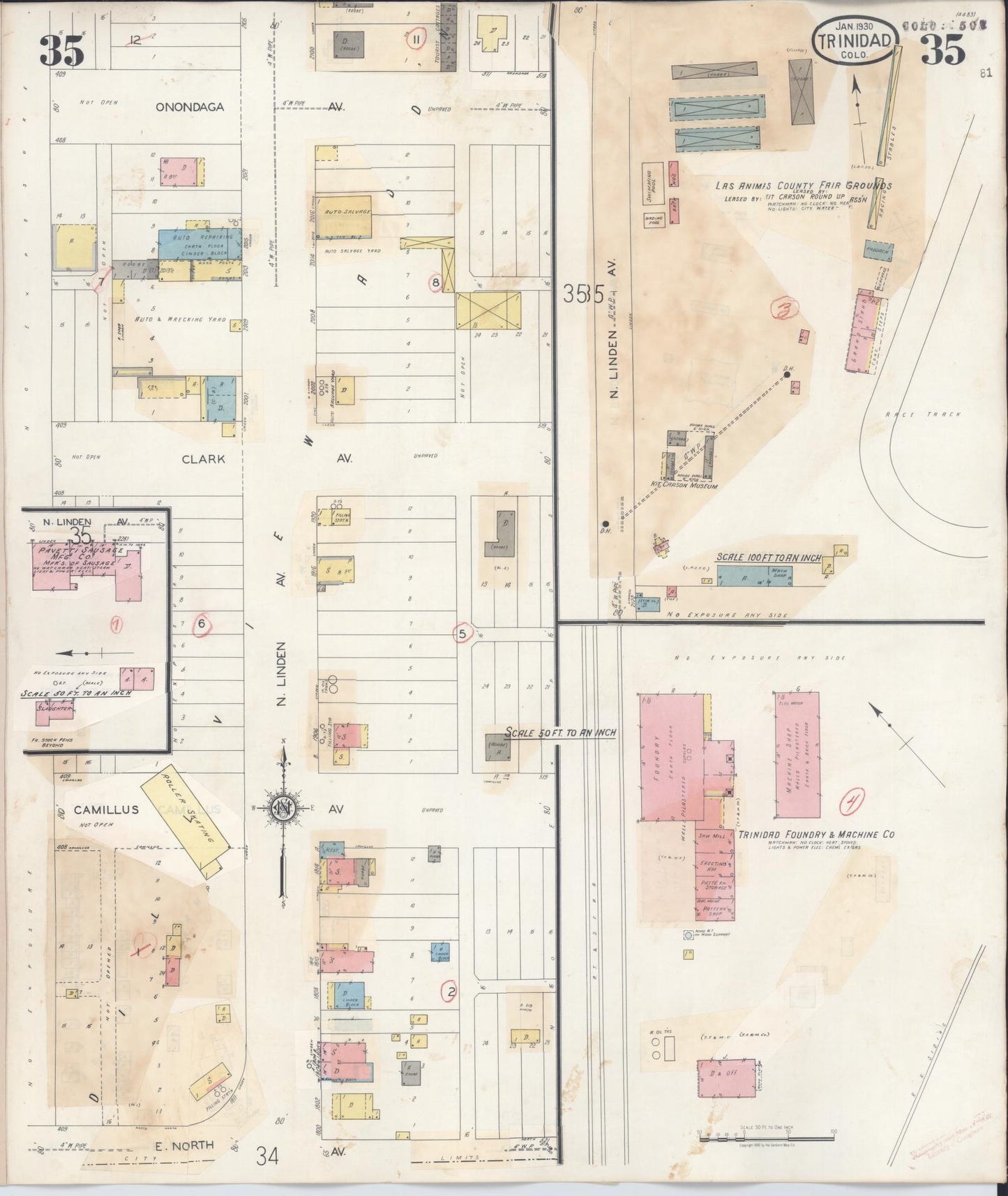 Sanborn Fire Insurance Map from Trinidad, Las Animas County, Colorado (1948), Sheet #0035 - Complete Map Set gallery image, historic Sanborn map, vintage wall art, Colorado Colorado
