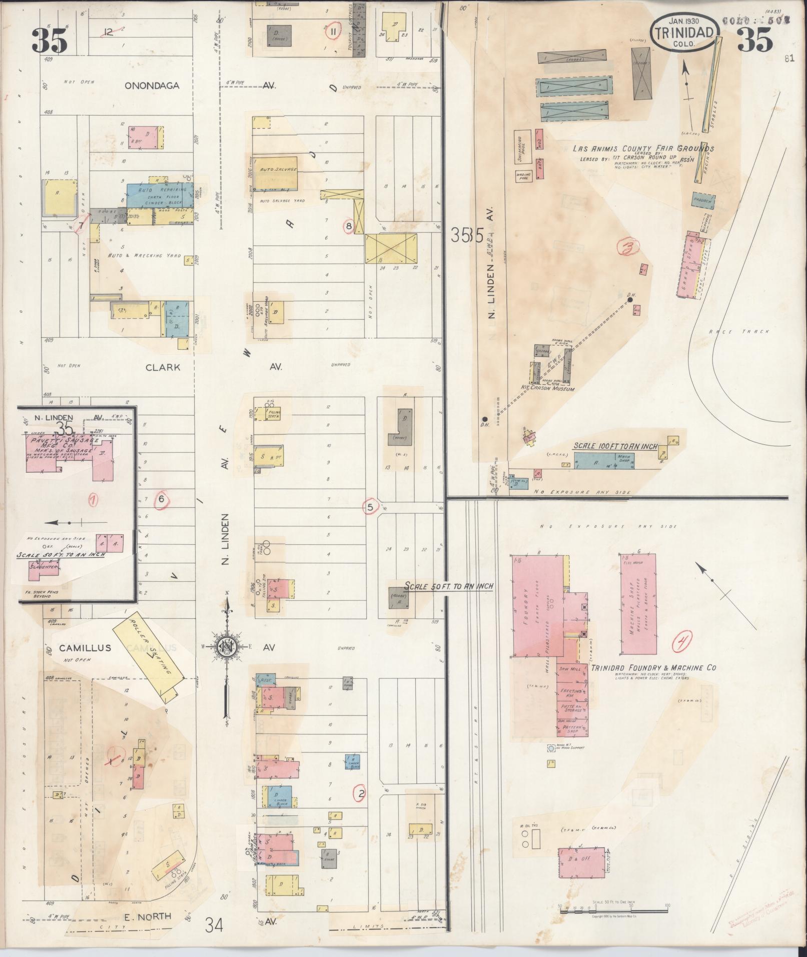 Sanborn Fire Insurance Map from Trinidad, Las Animas County, Colorado (1948), Sheet #0035 - Complete Map Set gallery image, historic Sanborn map, vintage wall art, Colorado Colorado