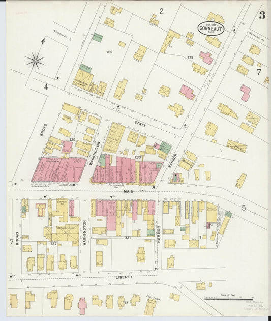Sanborn Fire Insurance Map from Conneaut, Ashtabula County, Ohio (1898), Sheet #0003 - Historic Sanborn Fire Insurance Map Print, vintage old map wall art, antique decor, genealogy gift, Ohio Ohio map