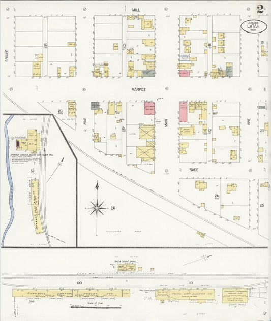 Sanborn Fire Insurance Map from Latah, Spokane County, Washington (1908), Sheet #0002 - Historic Sanborn Fire Insurance Map Print, vintage old map wall art, antique decor, genealogy gift, Washington Washington map