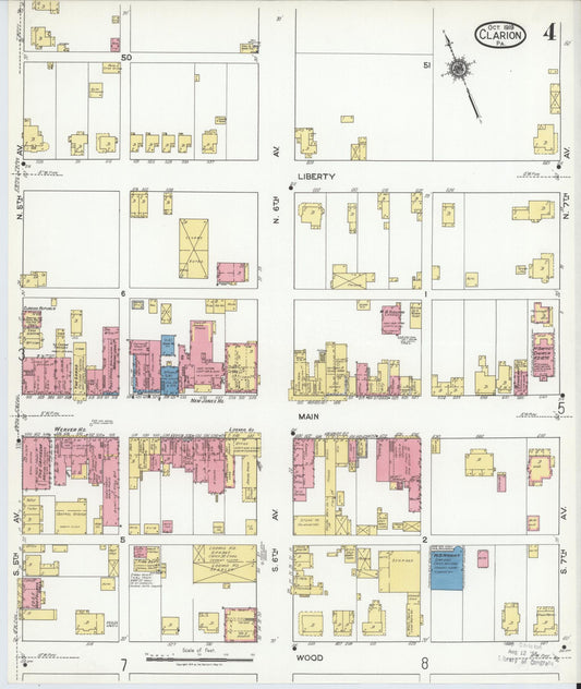 Sanborn Fire Insurance Map from Clarion, Clarion County, Pennsylvania (1919), Sheet #0004 - Historic Sanborn Fire Insurance Map Print, vintage old map wall art, antique decor, genealogy gift, Pennsylvania Pennsylvania map