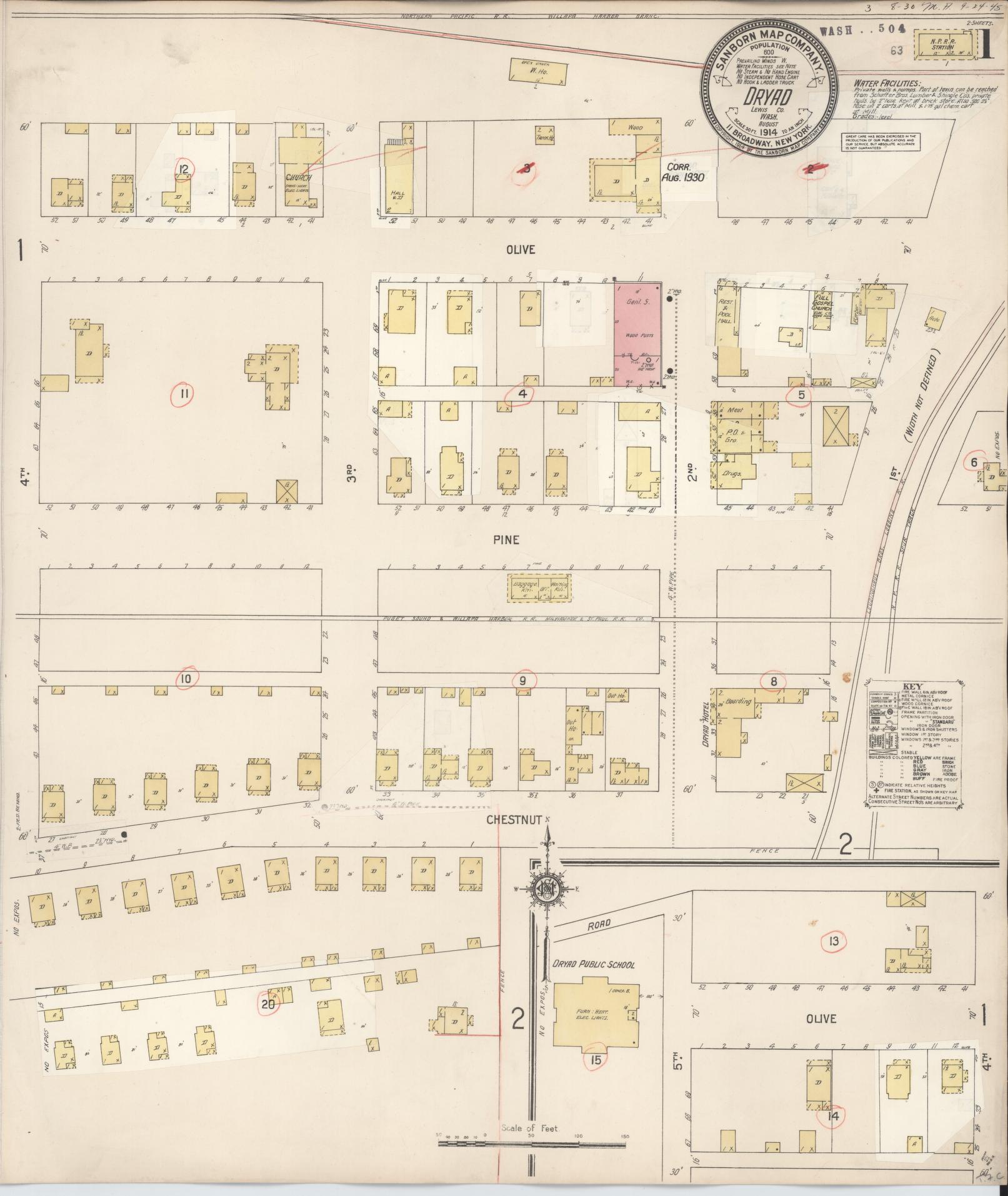 Sanborn Fire Insurance Map from Dryad, Lewis County, Washington (1930), Sheet #0001 - Complete Map Set gallery image, historic Sanborn map, vintage wall art, Washington Washington