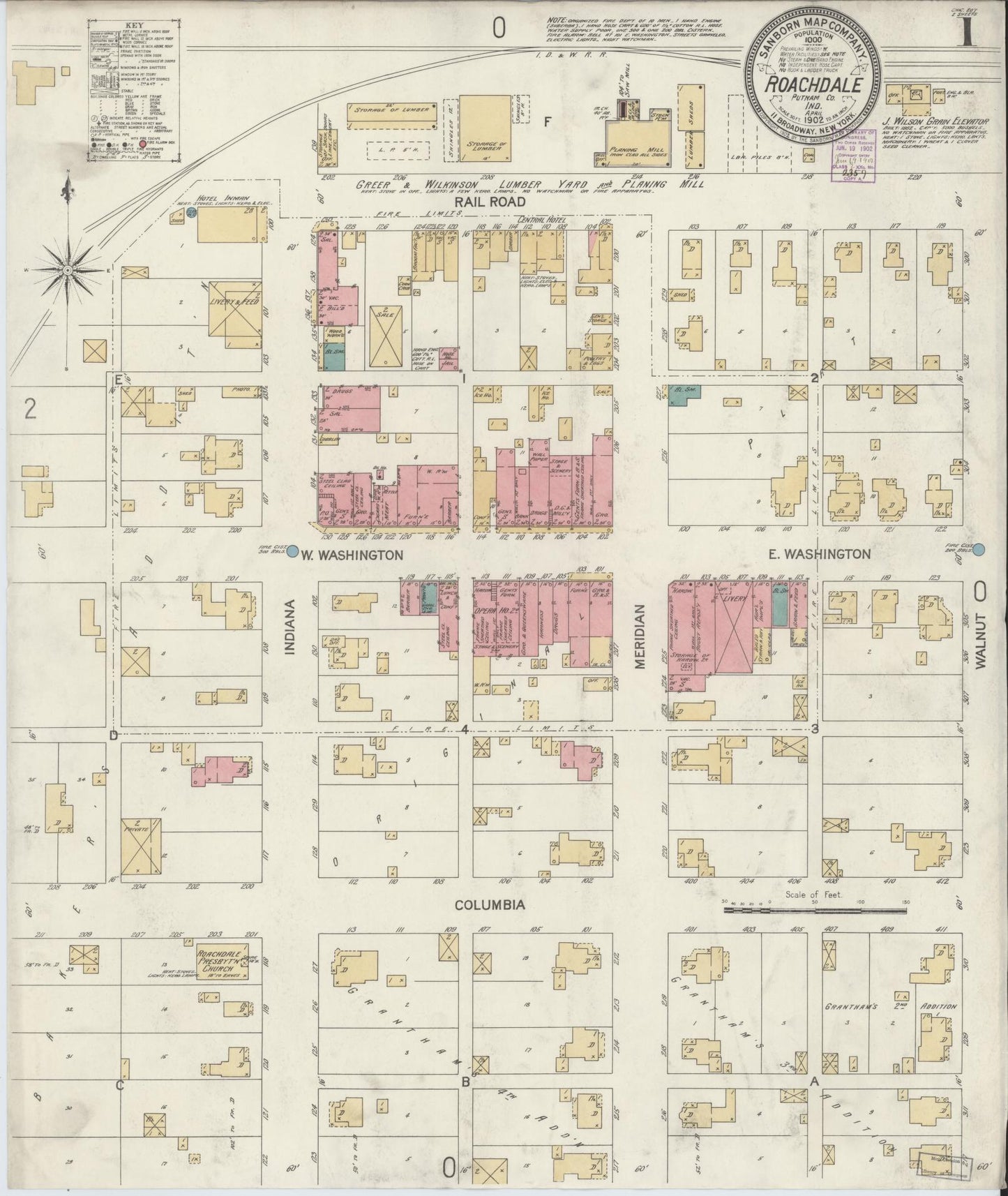 Sanborn Fire Insurance Map from Roachdale, Putnam County, Indiana. (1902) – Historic Sanborn Fire Insurance Map Print