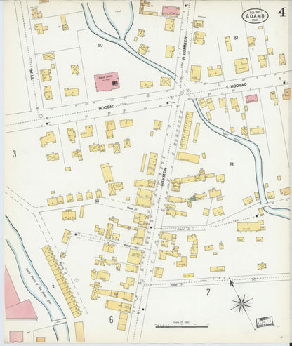 Sanborn Fire Insurance Map from Adams, Berkshire County, Massachusetts (1901), Sheet #0004 - Historic Sanborn Fire Insurance Map Print, vintage old map wall art, antique decor, genealogy gift, Massachusetts Massachusetts map