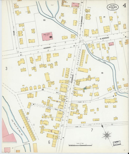Sanborn Fire Insurance Map from Adams, Berkshire County, Massachusetts (1901), Sheet #0004 - Historic Sanborn Fire Insurance Map Print, vintage old map wall art, antique decor, genealogy gift, Massachusetts Massachusetts map