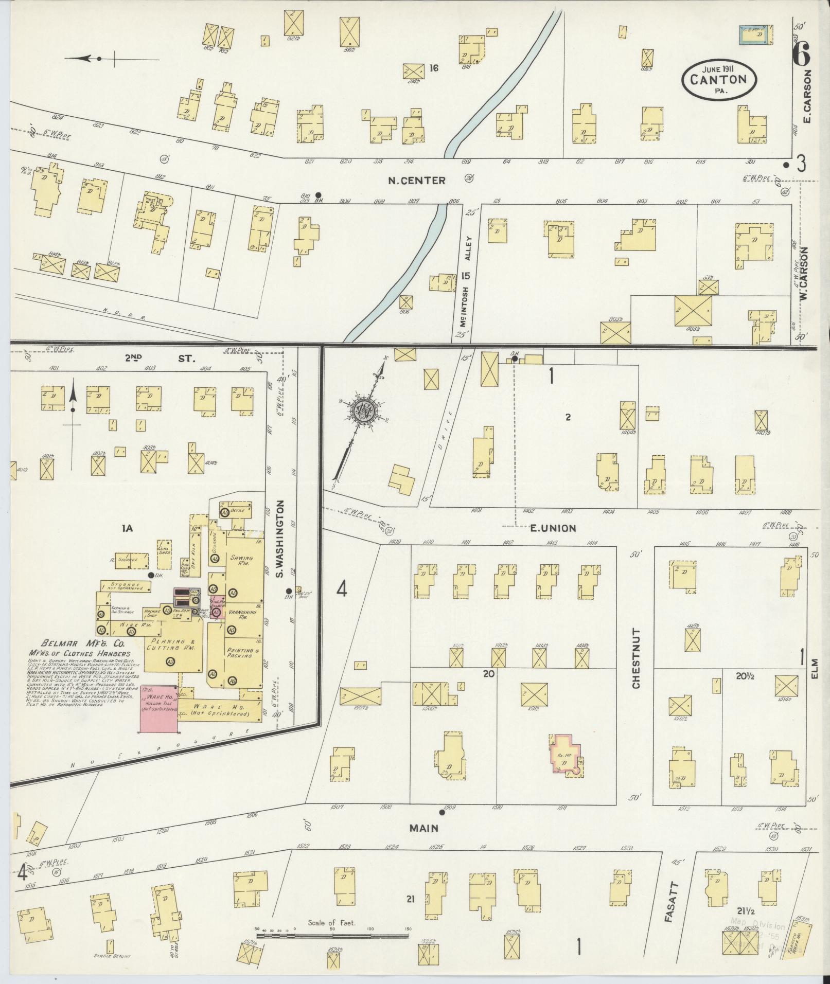 Sanborn Fire Insurance Map from Canton, Bradford County, Pennsylvania (1911), Sheet #0006 - Historic Sanborn Fire Insurance Map Print, vintage old map wall art, antique decor, genealogy gift, Pennsylvania Pennsylvania map