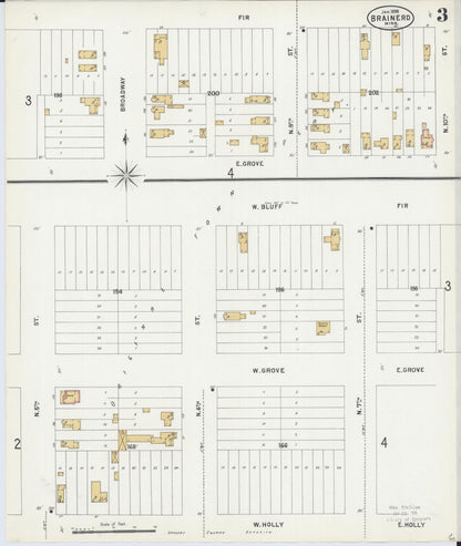 Sanborn Fire Insurance Map from Brainerd, Crow Wing County, Minnesota (1898), Sheet #0003 - Complete Map Set gallery image, historic Sanborn map, vintage wall art, Minnesota Minnesota