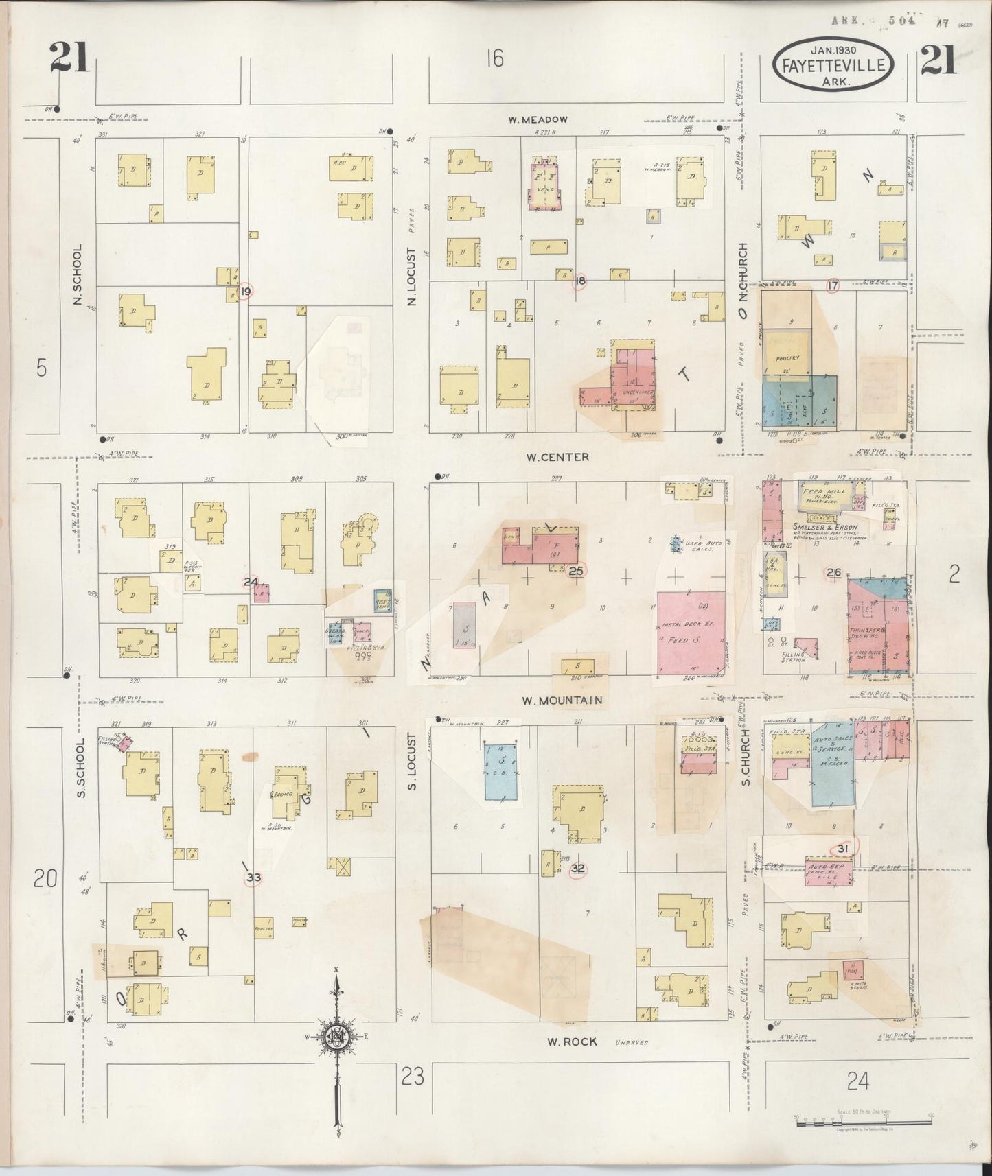 Sanborn Fire Insurance Map from Fayetteville, Washington County, Arkansas (1948), Sheet #0021 - Complete Map Set gallery image, historic Sanborn map, vintage wall art, Arkansas Arkansas