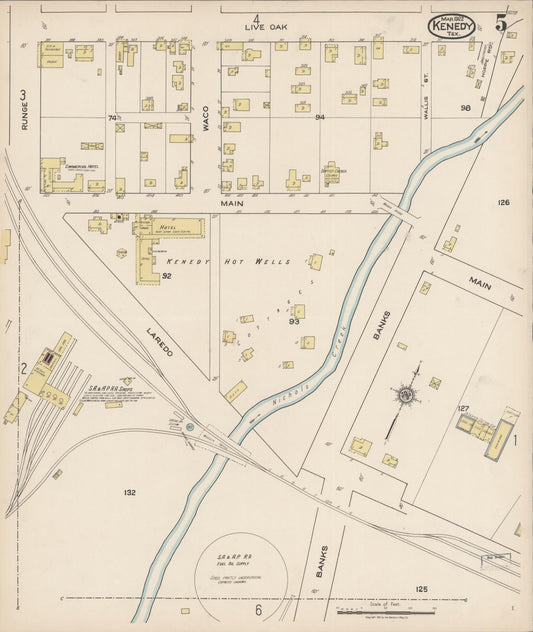Sanborn Fire Insurance Map from Kenedy, Karnes County, Texas (1922), Sheet #0005 - Historic Sanborn Fire Insurance Map Print, vintage old map wall art, antique decor, genealogy gift, Texas Texas map
