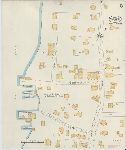 Sanborn Fire Insurance Map from York Beach, York County, Maine (1906), Sheet #0005 - Historic Sanborn Fire Insurance Map Print, vintage old map wall art, antique decor, genealogy gift, Maine Maine map