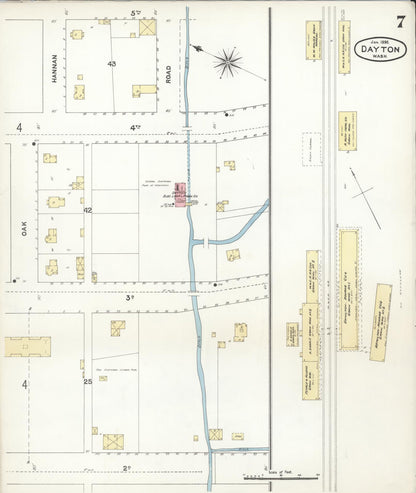 Sanborn Fire Insurance Map from Dayton, Columbia County, Washington (1896), Sheet #0007 - Complete Map Set gallery image, historic Sanborn map, vintage wall art, Washington Washington
