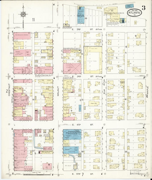 Sanborn Fire Insurance Map from Atlantic, Cass County, Iowa (1913), Sheet #0003 - Historic Sanborn Fire Insurance Map Print, vintage old map wall art