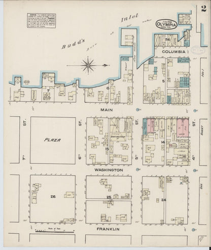 Sanborn Fire Insurance Map from Olympia, Thurston County, Washington (1884), Sheet #0002 - Complete Map Set gallery image, historic Sanborn map, vintage wall art, Washington Washington