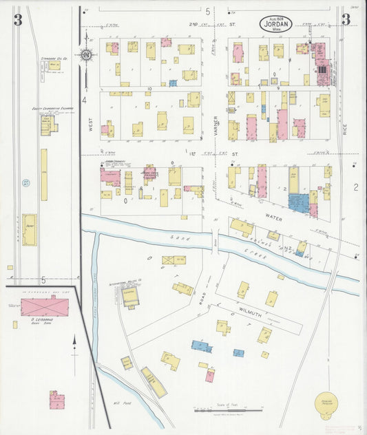 Sanborn Fire Insurance Map from Jordan, Scott County, Minnesota (1928), Sheet #0003 - Historic Sanborn Fire Insurance Map Print, vintage old map wall art, antique decor, genealogy gift, Minnesota Minnesota map