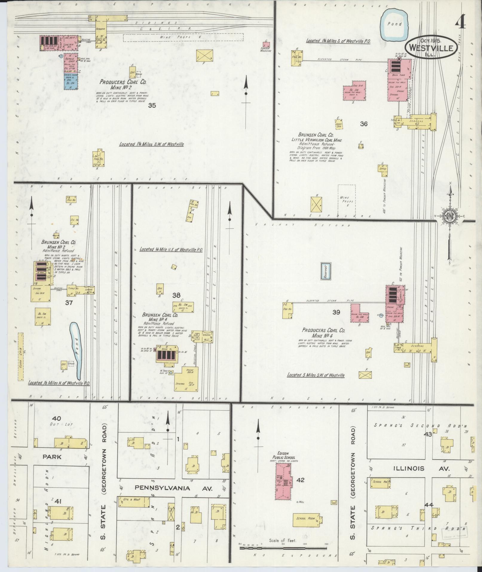 Sanborn Fire Insurance Map from Westville, Vermilion County, Illinois (1915), Sheet #0004 - Complete Map Set gallery image, historic Sanborn map, vintage wall art, Illinois Illinois