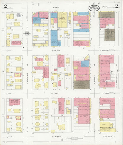 Sanborn Fire Insurance Map from Wewoka, Seminole County, Oklahoma (1930), Sheet #0002 - Complete Map Set gallery image, historic Sanborn map, vintage wall art, Oklahoma Oklahoma