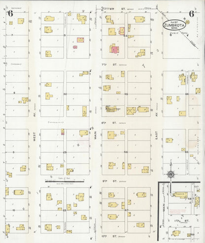 Sanborn Fire Insurance Map from Zumbrota, Goodhue County, Minnesota (1927), Sheet #0006 - Historic Sanborn Fire Insurance Map Print, vintage old map wall art, antique decor, genealogy gift, Minnesota Minnesota map