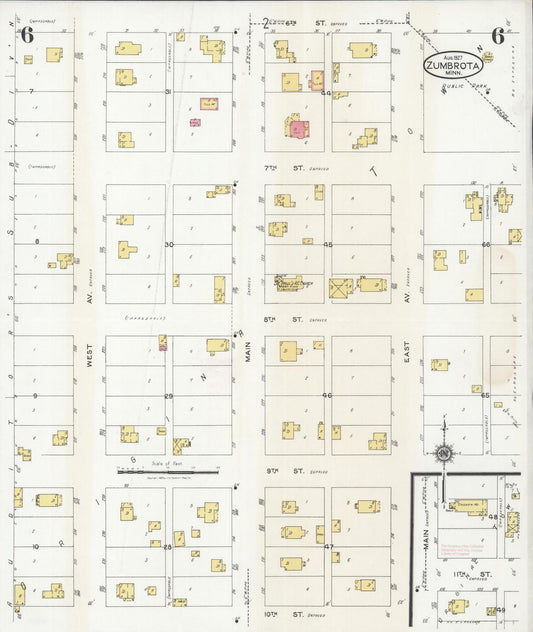 Sanborn Fire Insurance Map from Zumbrota, Goodhue County, Minnesota (1927), Sheet #0006 - Historic Sanborn Fire Insurance Map Print, vintage old map wall art, antique decor, genealogy gift, Minnesota Minnesota map
