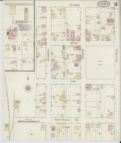 Sanborn Fire Insurance Map from Freeburg, Saint Clair County, Illinois (1894), Sheet #0002 - Historic Sanborn Fire Insurance Map Print, vintage old map wall art, antique decor, genealogy gift, Illinois Illinois map