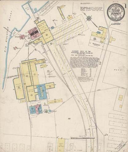 Sanborn Fire Insurance Map from Bonner, Missoula County, Montana (1912), Sheet #0001 - Complete Map Set gallery image, historic Sanborn map, vintage wall art, Montana Montana