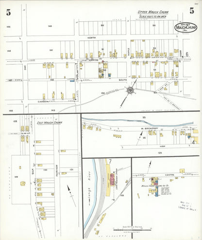 Sanborn Fire Insurance Map from Mauch Chunk, Carbon County, Pennsylvania (1923), Sheet #0005 - Complete Map Set gallery image, historic Sanborn map, vintage wall art, Pennsylvania Pennsylvania