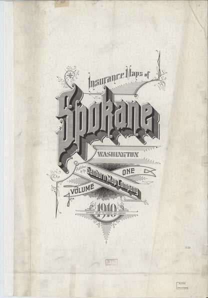 Sanborn Fire Insurance Map from Spokane, Spokane County, Washington (1910), Sheet #0001 - Complete Map Set gallery image, historic Sanborn map, vintage wall art, Washington Washington