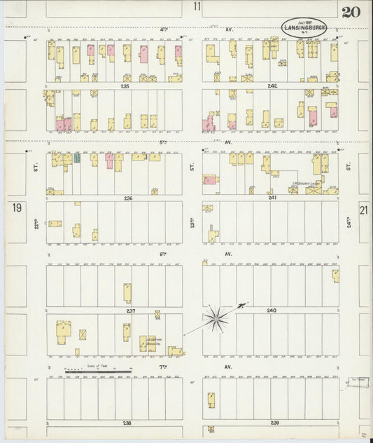 Sanborn Fire Insurance Map from Lansingburg, Rensselaer County, New York (1897), Sheet #0020 - Historic Sanborn Fire Insurance Map Print, vintage old map wall art, antique decor, genealogy gift, New York New York map