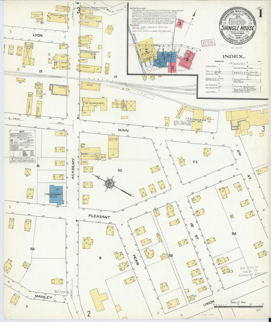 Sanborn Fire Insurance Map from Shingle House, Potter County, Pennsylvania (1909), Sheet #0001 - Historic Sanborn Fire Insurance Map Print, vintage old map wall art, antique decor, genealogy gift, Pennsylvania Pennsylvania map