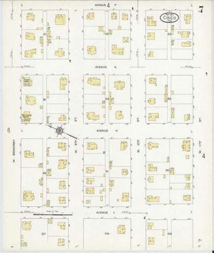 Sanborn Fire Insurance Map from Cisco, Eastland County, Texas (1912), Sheet #0007 - Complete Map Set gallery image, historic Sanborn map, vintage wall art, Texas Texas