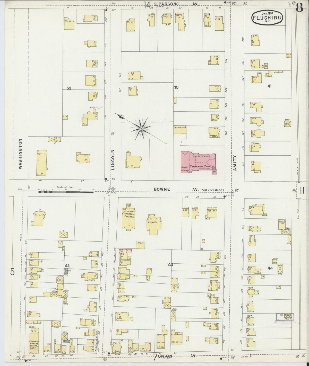 Sanborn Fire Insurance Map from Flushing, Queens County, New York (1897), Sheet #0008 - Complete Map Set gallery image, historic Sanborn map, vintage wall art, New York New York