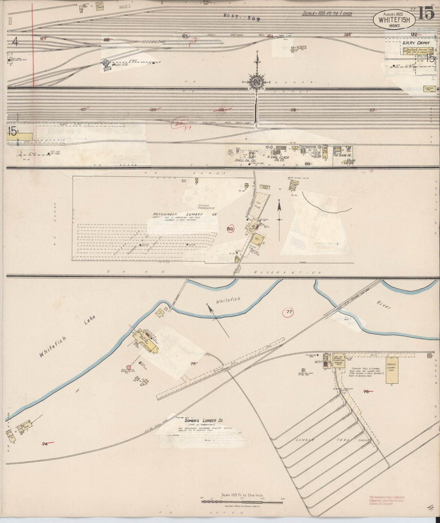 Sanborn Fire Insurance Map from Whitefish, Flathead County, Montana (1932), Sheet #0015 - Complete Map Set gallery image, historic Sanborn map, vintage wall art, Montana Montana