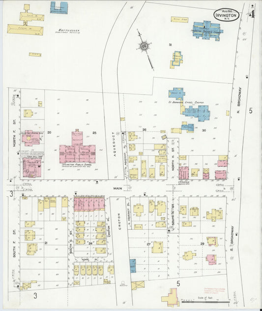 Sanborn Fire Insurance Map from Irvington, Westchester County, New York (1912), Sheet #0004 - Historic Sanborn Fire Insurance Map Print, vintage old map wall art, antique decor, genealogy gift, New York New York map