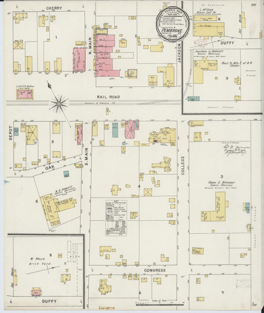 Sanborn Fire Insurance Map from Pembroke, Christian County, Kentucky (1895), Sheet #0001 - Historic Sanborn Fire Insurance Map Print, vintage old map wall art, antique decor, genealogy gift, Kentucky Kentucky map