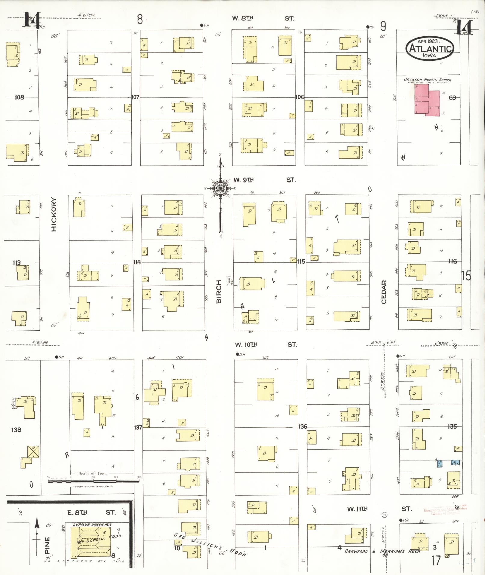 Sanborn Fire Insurance Map from Atlantic, Cass County, Iowa (1923), Sheet #0014 - Historic Sanborn Fire Insurance Map Print