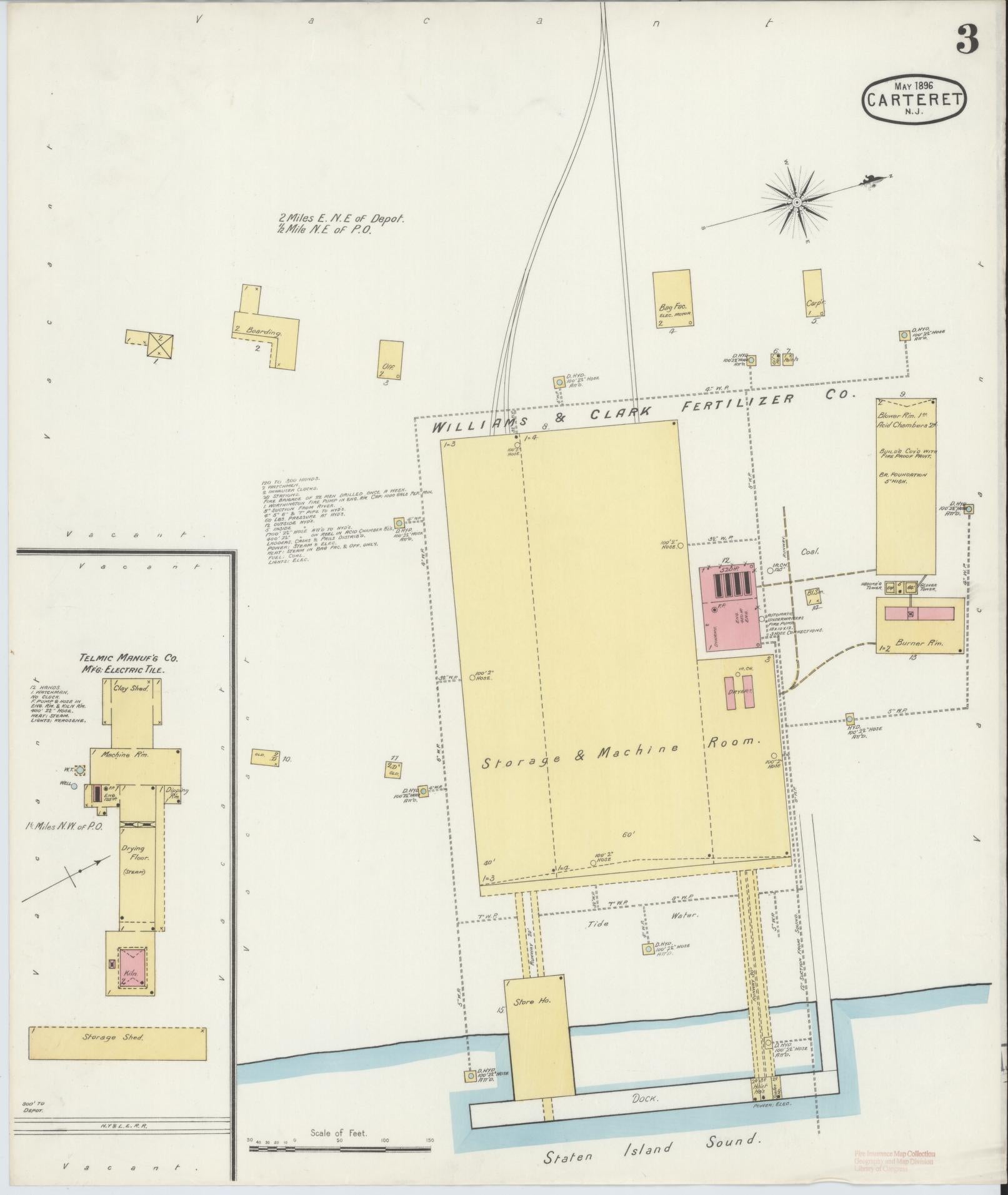 Sanborn Fire Insurance Map from Carteret, Middlesex County, New Jersey (1896), Sheet #0003 - Complete Map Set gallery image, historic Sanborn map, vintage wall art, New Jersey New Jersey