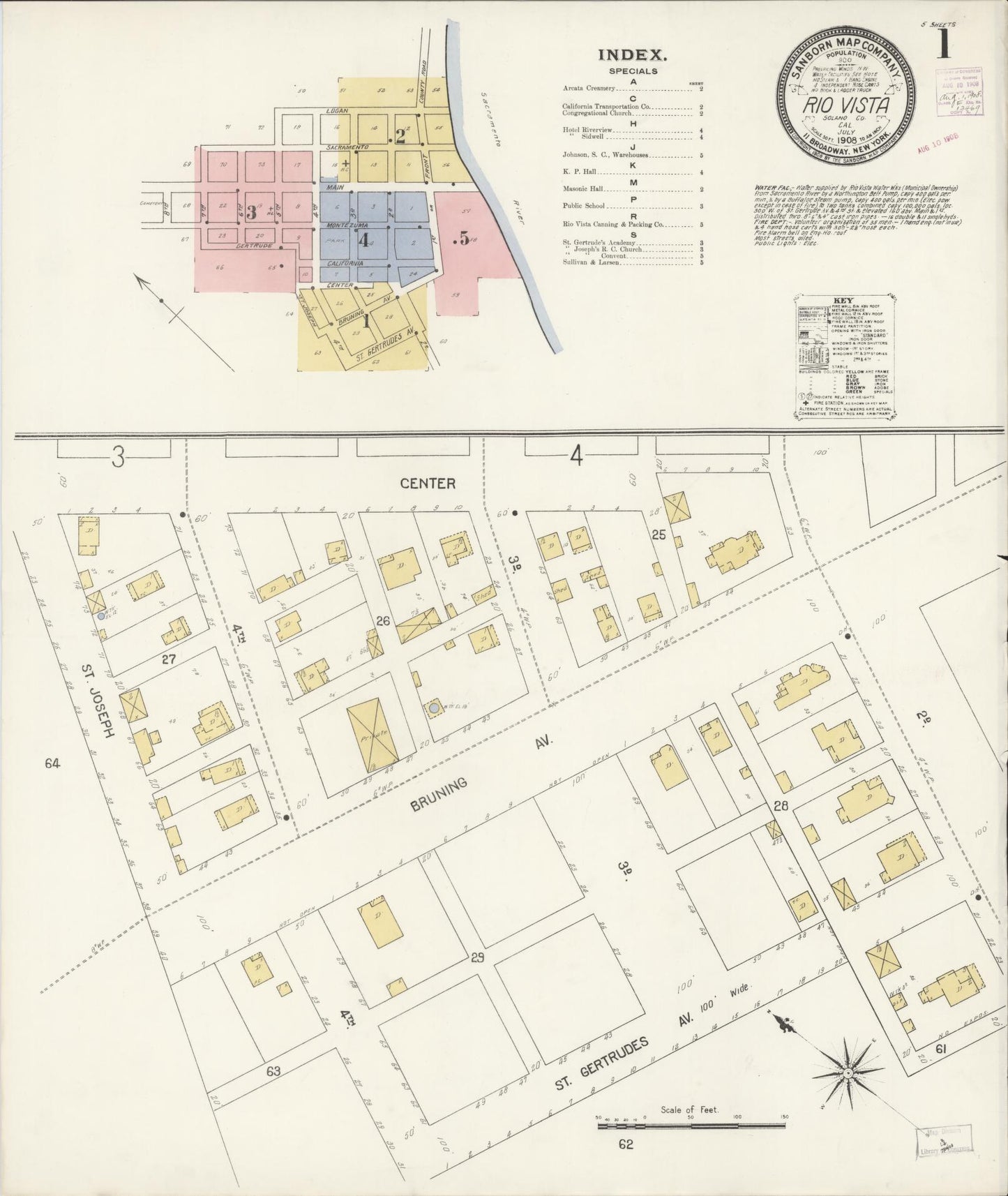 Sanborn Fire Insurance Map from Rio Vista, Solano County, California. (1908) – Historic Sanborn Fire Insurance Map Print