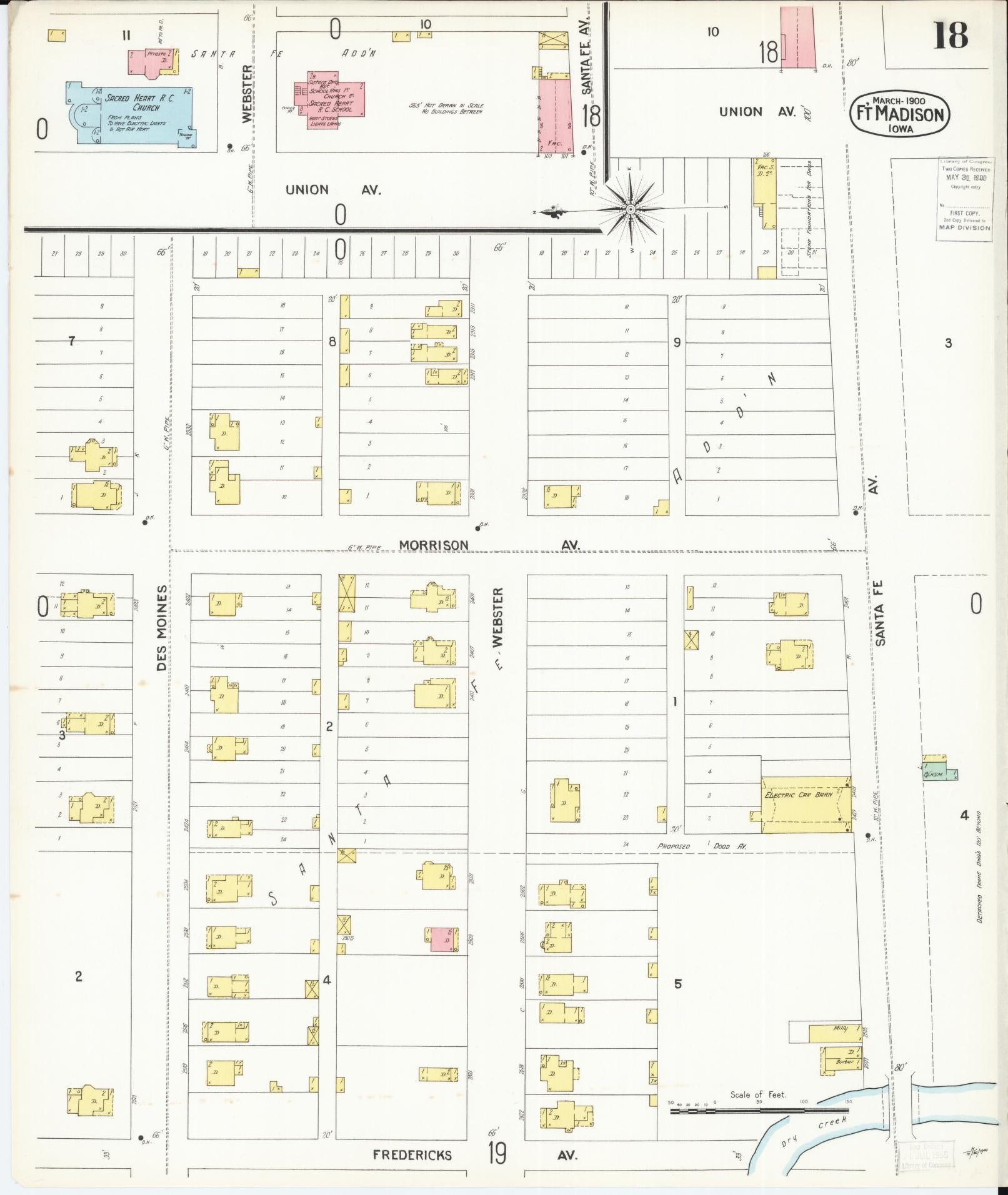 Sanborn Fire Insurance Map from Fort Madison, Lee County, Iowa (1900), Sheet #0018 - Historic Sanborn Fire Insurance Map Print, vintage old map wall art