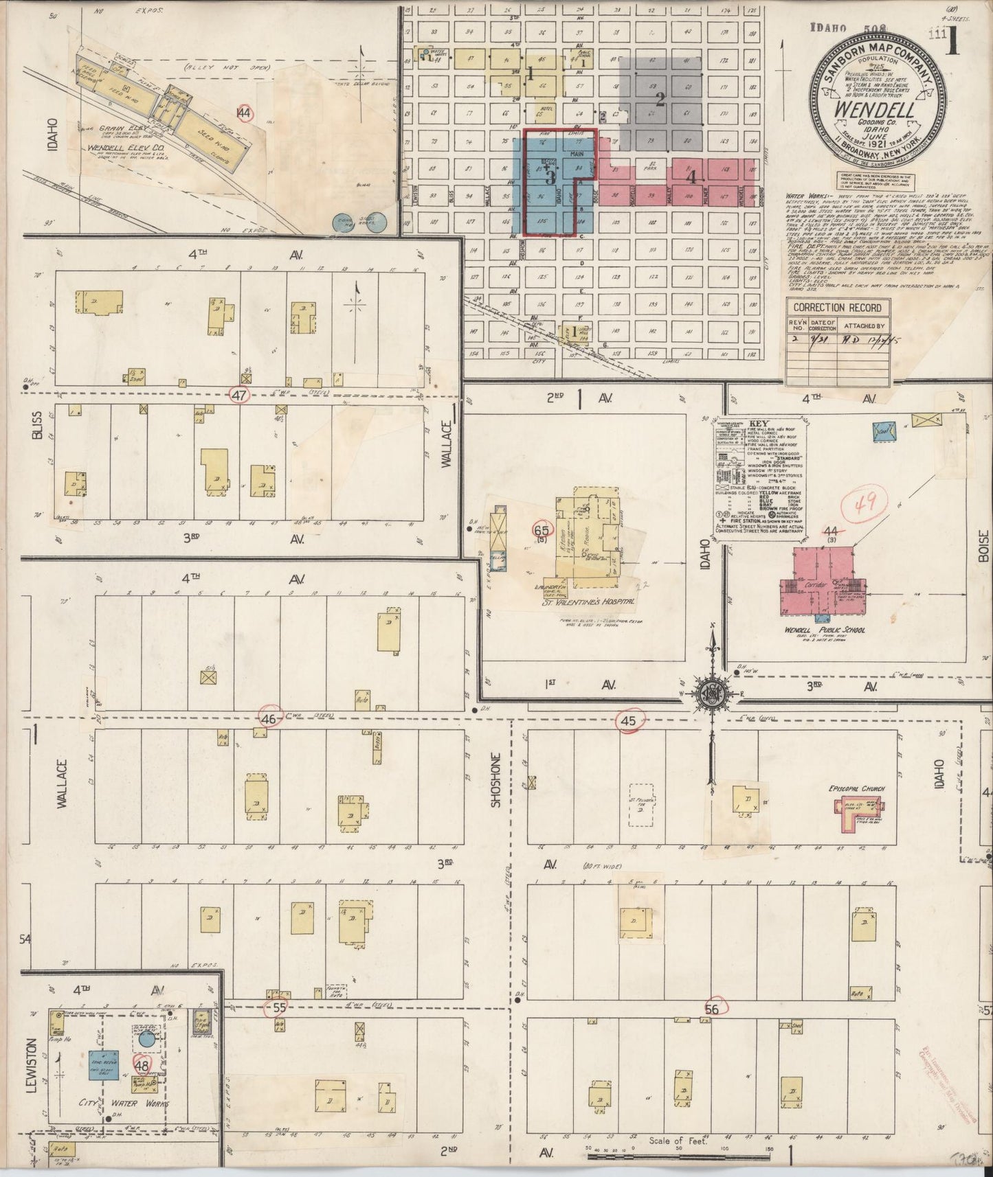 Sanborn Fire Insurance Map from Wendell, Gooding County, Idaho (1931), Sheet #0001 - Complete Map Set gallery image, historic Sanborn map, vintage wall art, Idaho Idaho