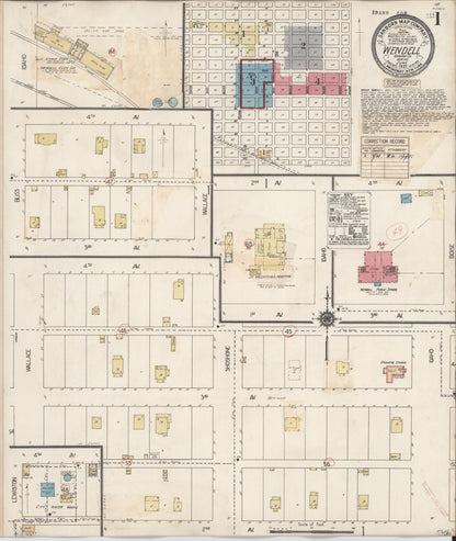 Sanborn Fire Insurance Map from Wendell, Gooding County, Idaho (1931), Sheet #0001 - Complete Map Set gallery image, historic Sanborn map, vintage wall art, Idaho Idaho