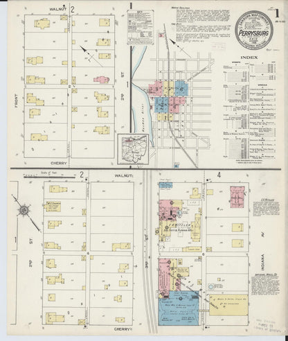 Sanborn Fire Insurance Map from Perrysburg, Wood County, Ohio (1914), Sheet #0001 - Historic Sanborn Fire Insurance Map Print, vintage old map wall art, antique decor, genealogy gift, Ohio Ohio map