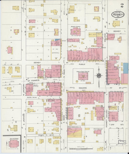 Sanborn Fire Insurance Map from Kennett, Dunklin County, Missouri (1919), Sheet #0002 - Complete Map Set gallery image, historic Sanborn map, vintage wall art, Missouri Missouri