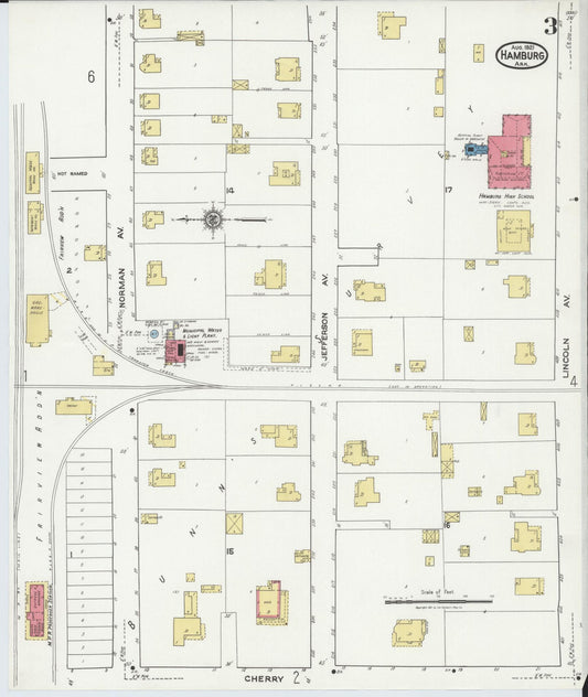 Sanborn Fire Insurance Map from Hamburg, Ashley County, Arkansas (1921), Sheet #0003 - Historic Sanborn Fire Insurance Map Print, vintage old map wall art, antique decor, genealogy gift, Arkansas Arkansas map