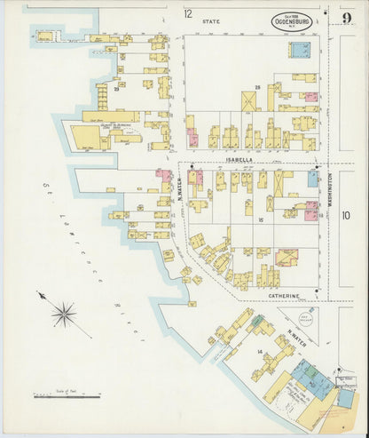 Sanborn Fire Insurance Map from Ogdensburg, St. Lawrence County, New York (1898), Sheet #0009 - Complete Map Set gallery image, historic Sanborn map, vintage wall art, New York New York