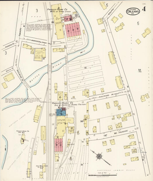 Sanborn Fire Insurance Map from Orleans, Orleans County, Vermont (1922), Sheet #0004 - Historic Sanborn Fire Insurance Map Print, vintage old map wall art, antique decor, genealogy gift, Vermont Vermont map