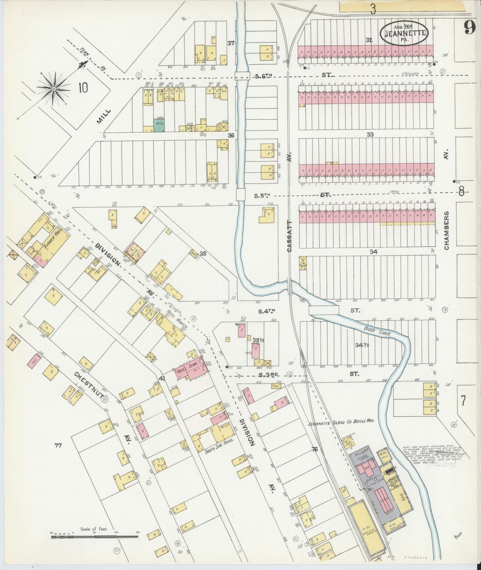 Sanborn Fire Insurance Map from Jeannette, Westmoreland County, Pennsylvania (1905), Sheet #0009 - Complete Map Set gallery image, historic Sanborn map, vintage wall art, Pennsylvania Pennsylvania