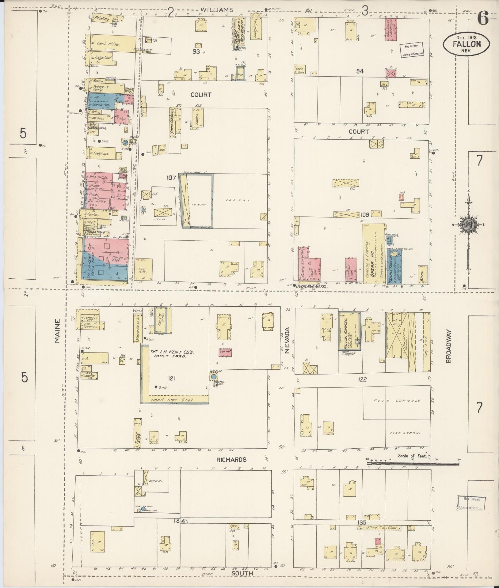 Sanborn Fire Insurance Map from Fallon, Churchill County, Nevada (1912), Sheet #0006 - Complete Map Set gallery image, historic Sanborn map, vintage wall art, Nevada Nevada