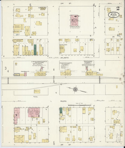 Sanborn Fire Insurance Map from Ada, Norman County, Minnesota (1909), Sheet #0002 - Historic Sanborn Fire Insurance Map Print, vintage old map wall art, antique decor, genealogy gift, Minnesota Minnesota map