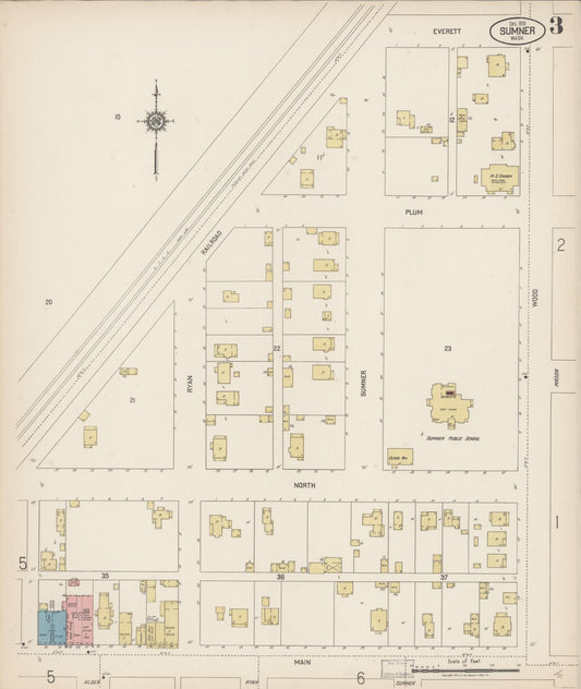 Sanborn Fire Insurance Map from Sumner, Pierce County, Washington (1919), Sheet #0003 - Historic Sanborn Fire Insurance Map Print, vintage old map wall art, antique decor, genealogy gift, Washington Washington map