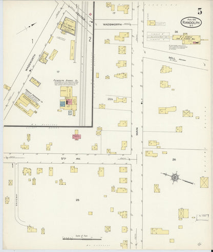 Sanborn Fire Insurance Map from Randolph, Cattaraugus County, New York (1913), Sheet #0005 - Complete Map Set gallery image, historic Sanborn map, vintage wall art, New York New York