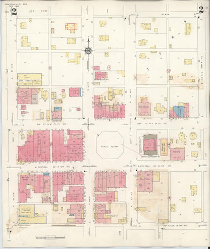 Sanborn Fire Insurance Map from Bentonville, Benton County, Arkansas (1940), Sheet #0002 - Complete Map Set gallery image, historic Sanborn map, vintage wall art, Arkansas Arkansas